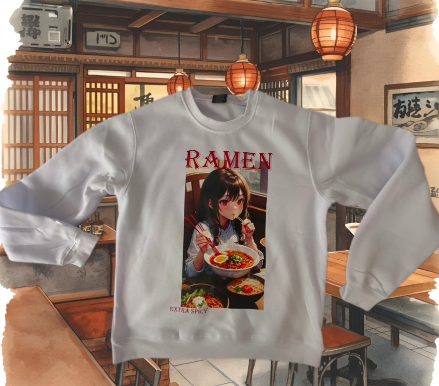 Anime Girl Eating Ramen - Long Sleeve T-shirt